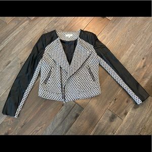Umgee Faux Leather & Houndstooth Jacket